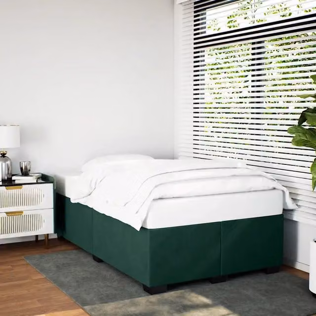 Struttura Letto Design Mania in Velluto Verde Scuro con Doghe in Legno L/P/H: 120 x 200 cm – 1