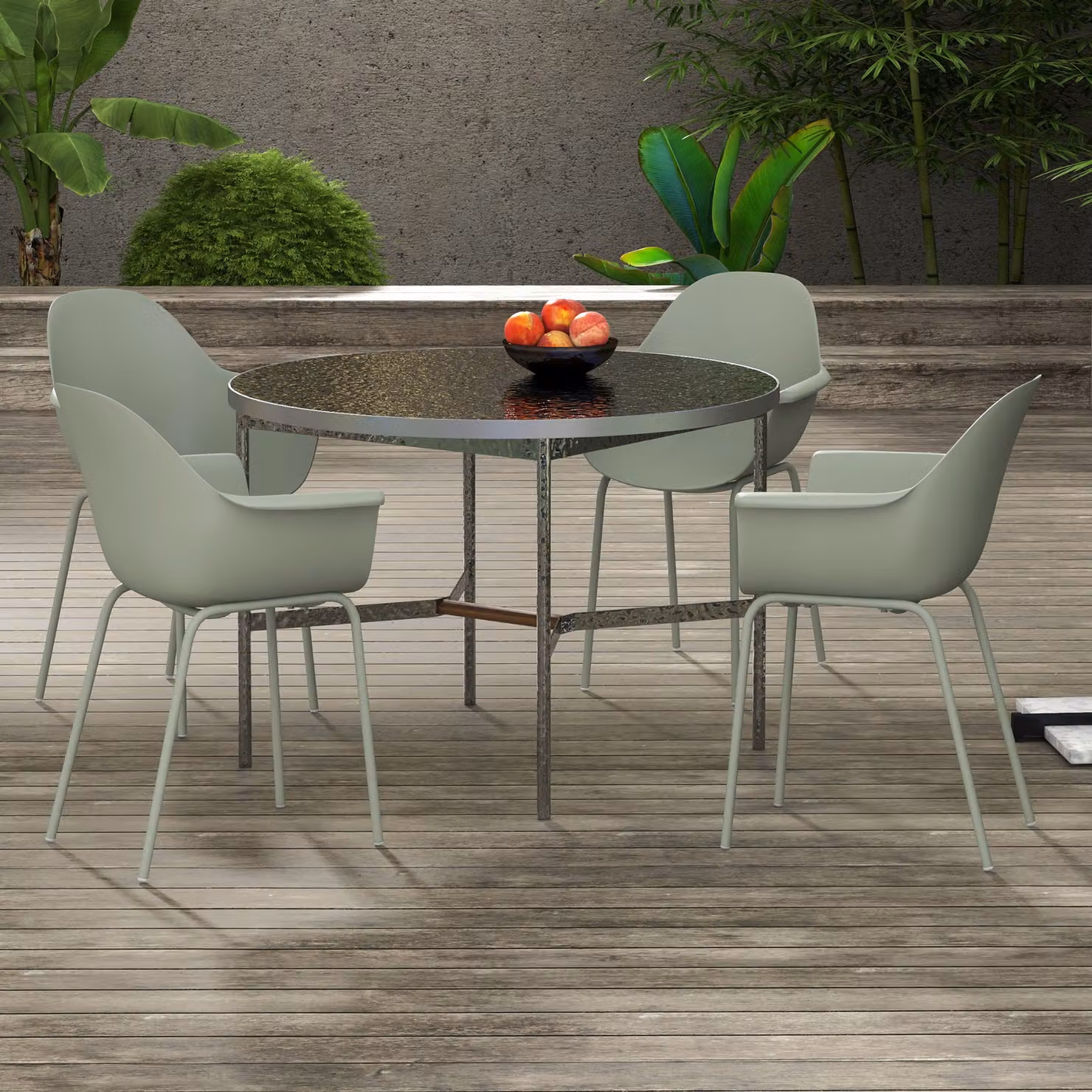 Set di 4 sedie da giardino Outsunny in PP e acciaio con piedini antiscivolo, colore verde, L: 59 cm, P: 55 cm, H: 84 cm – 2