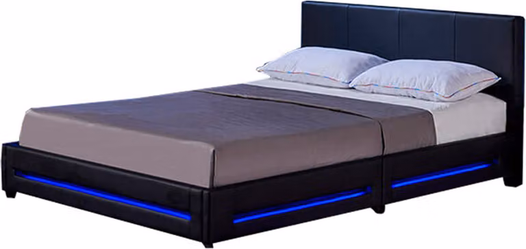 Home Deluxe - Letto LED Asteroid - Nero, 140 x 200 cm - Compreso materasso e rete a doghe I Letto imbottito Letto di design con illuminazione
