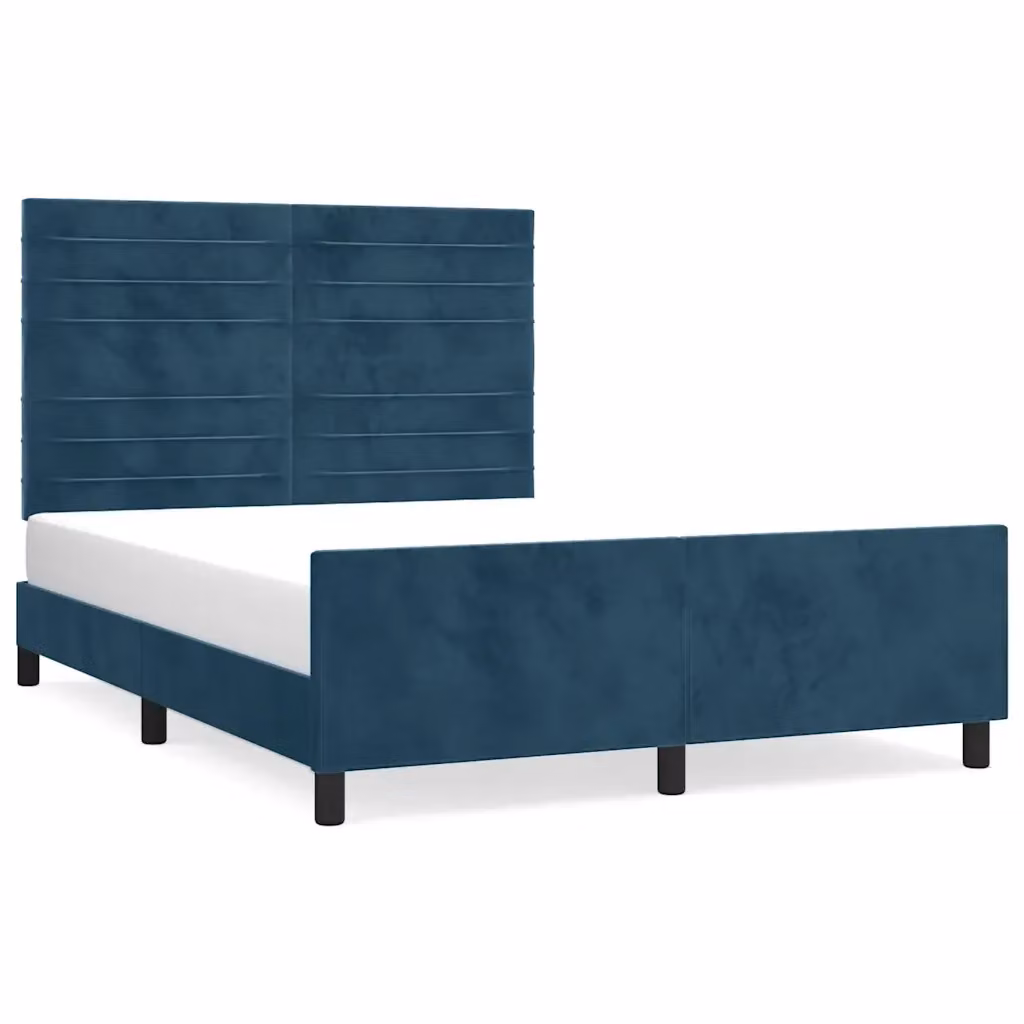 Giroletto vidaXL in Velluto Blu con Doghe in Legno L/P/H: 140 x 190 cm – 2