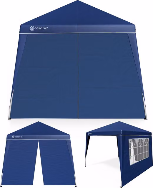 Gazebo pieghevole Capri Casaria® blu con 2 pareti laterali L/P: 3 x 3 m, H: 2,5 m – 1