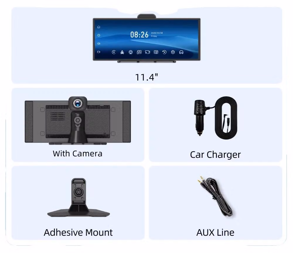 Registratore video per auto, registrazione video in 4K, display intelligente con CarPlay e Android Auto, modello H70K con telecamera frontale, include scheda TF da 64G