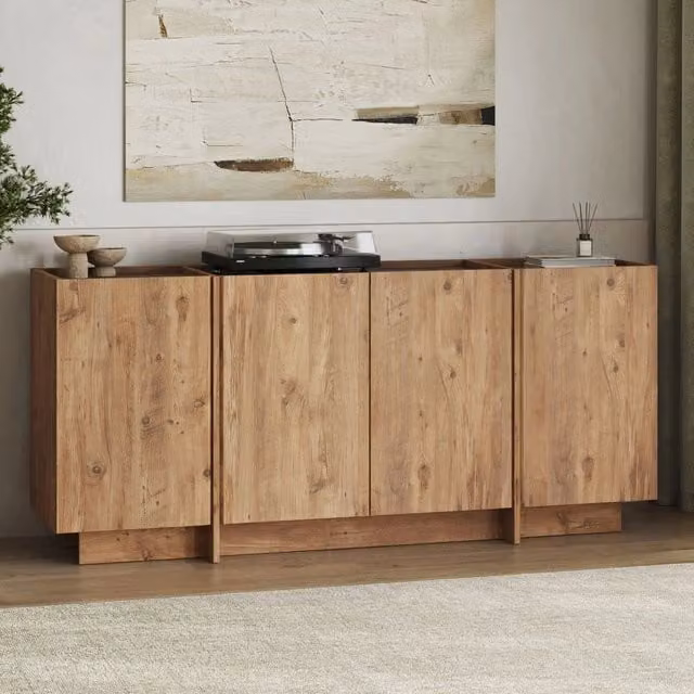 Madia Nolova, Credenza 4 Ripiani, 180x45x80h cm Marrone Rovere