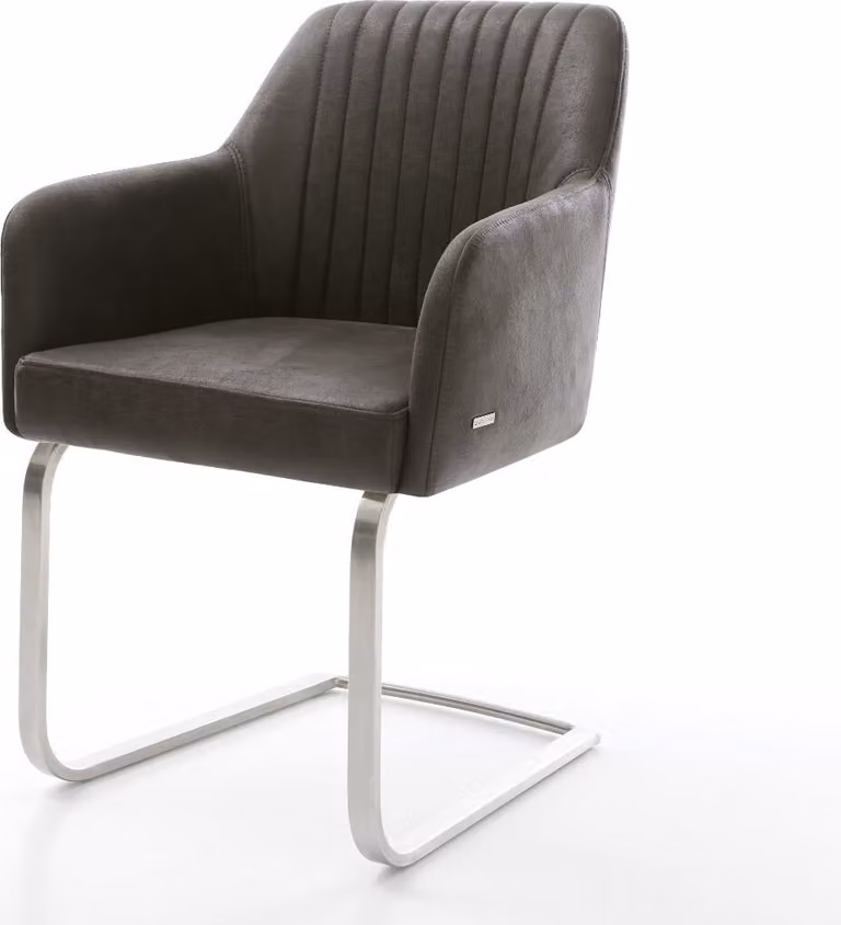 DELIFE sedia a sbalzo Greg-Flex in microfibra antracite sedia a sbalzo vintage con molle tascabili piatte in acciaio inox