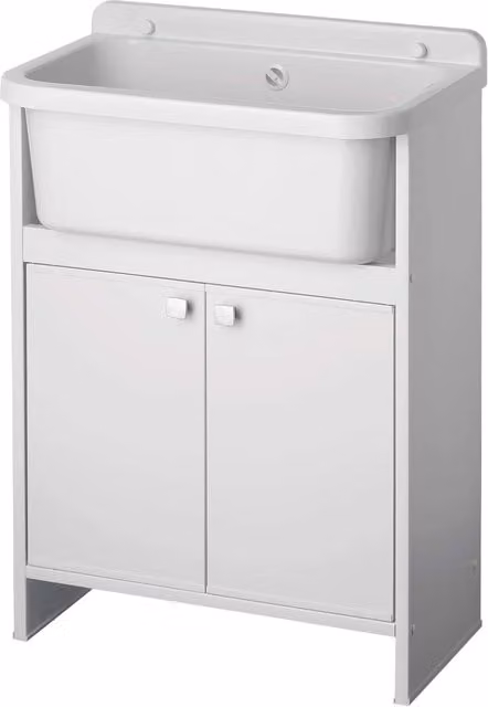 Mobile Lavanderia Forlani in PVC Bianco con 2 Ante per Interno ed Esterno L: 54 cm, P: 26 cm, H: 80 cm