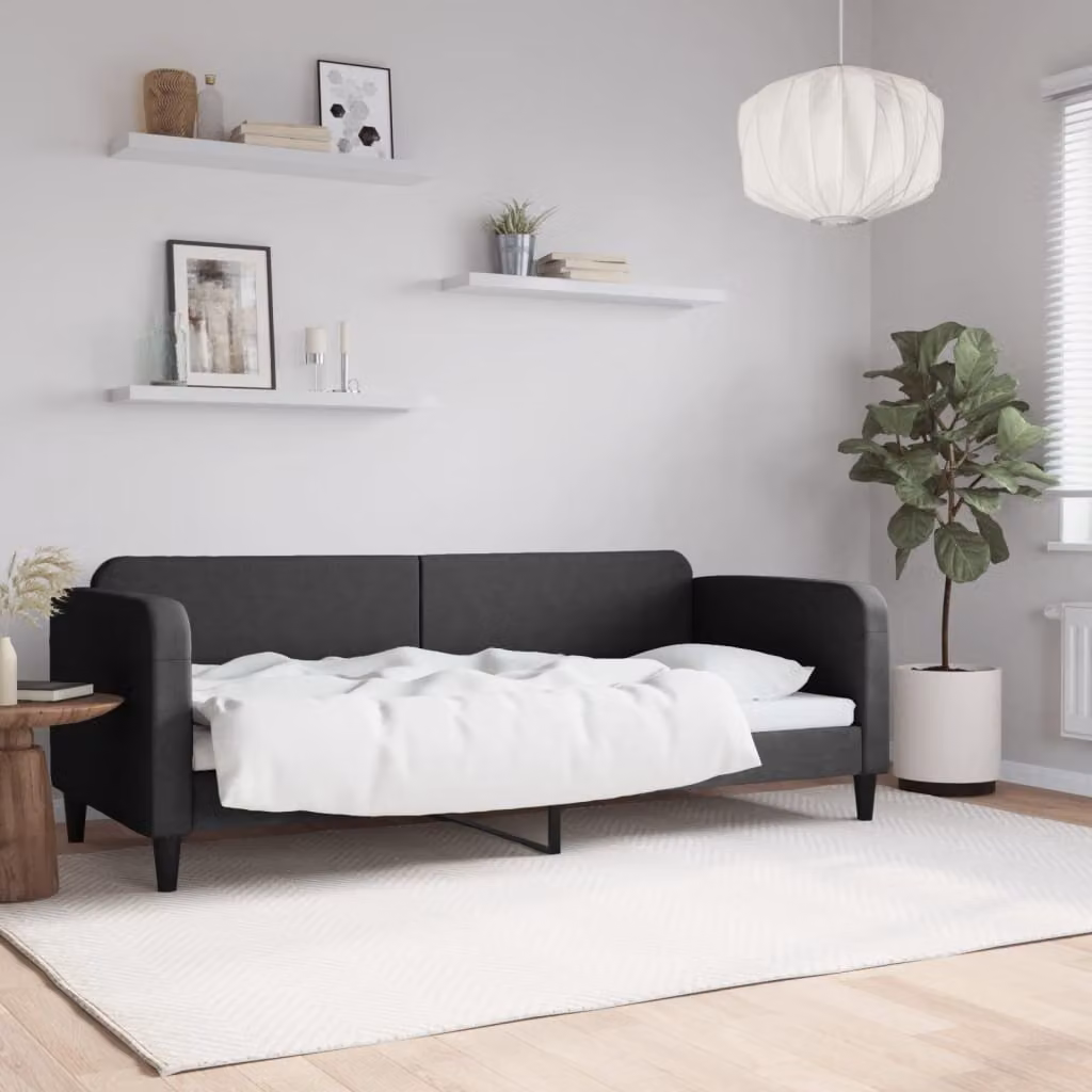 Maison Exclusive - Letto a giorno nero, 80x200 cm, rivestito in tessuto