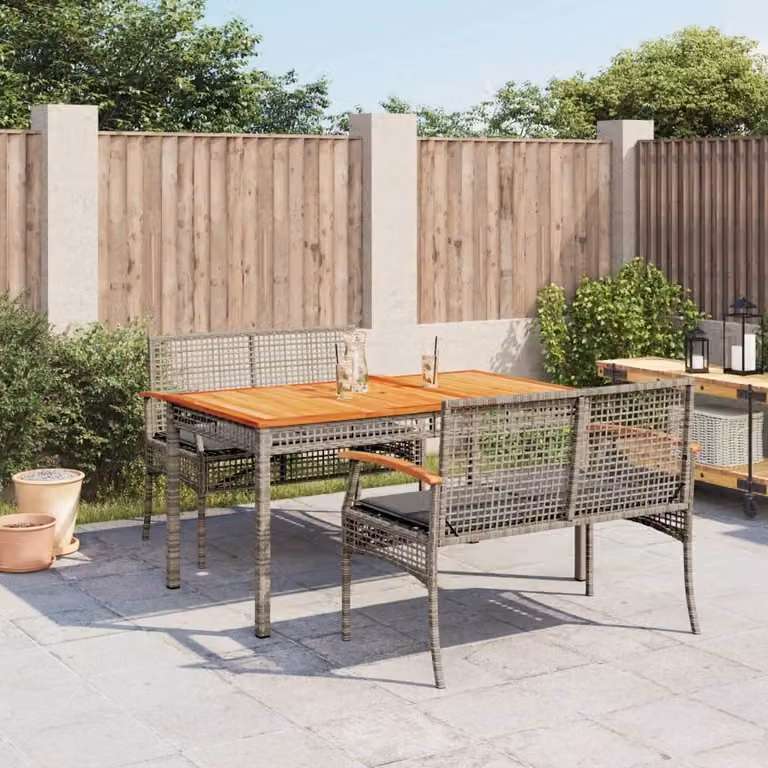 Maison Exclusive - Set da Pranzo da Giardino 3 pz con Cuscini in Polyrattan Grigio