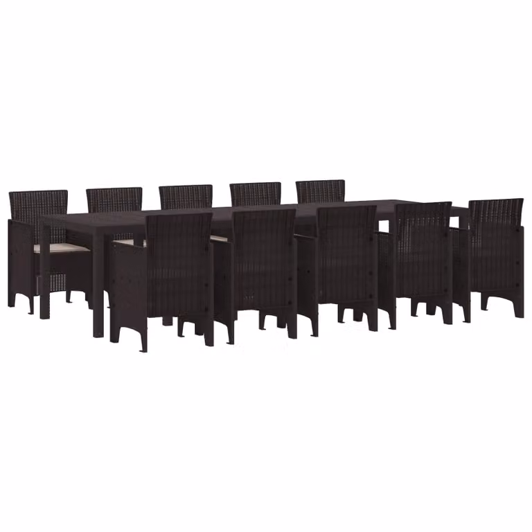 vidaXL Set da Pranzo per Giardino 11 pz Marrone e taupe Poly Rattan