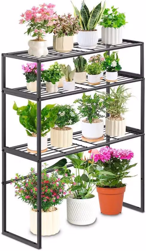 Vaso da fiori in metallo senza fondo, a 3 livelli, per interni ed esterni