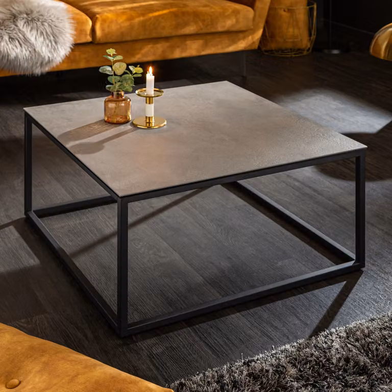 Tavolino di design SYMBIOSE 75 cm, grigio, Vetroceramica effetto cemento