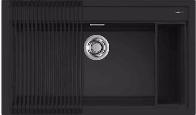 Lavello Elleci Incasso 1 vasca 86x51 Best 360 Bundle Keratek Plus Nero Black Assoluto LKB36086K2