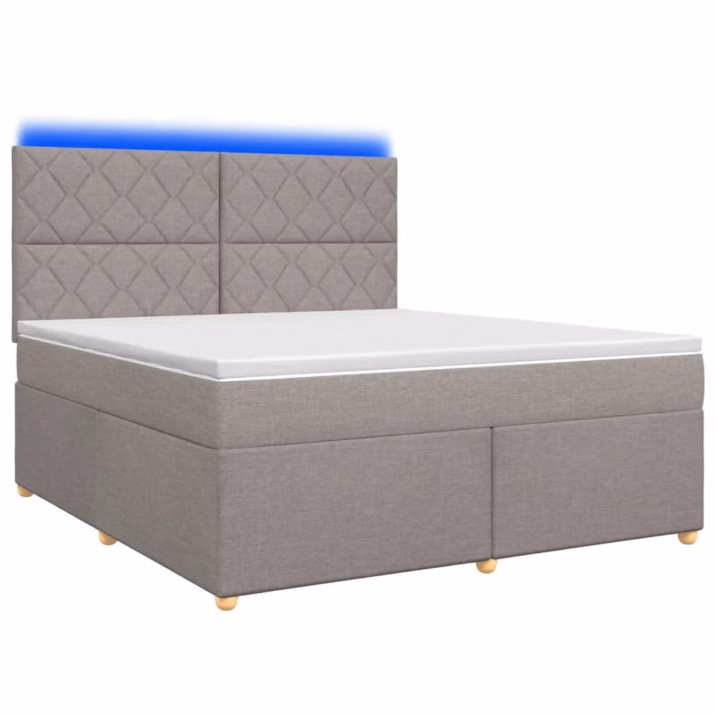 Letto box spring con materasso vidaXL in tessuto beige e grigio con base a sollevamento, illuminazione sottostante e porta di ricarica USB, L/P: 180 x 200 cm – 2