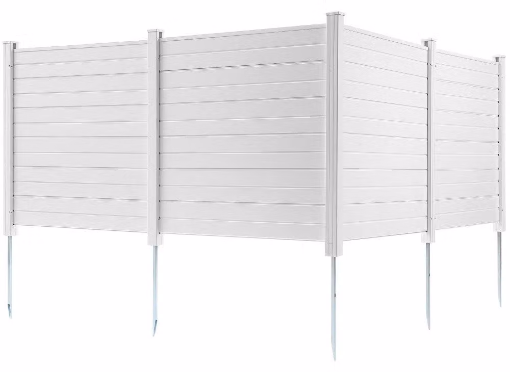 Recinzione per giardino in PVC, 50x50 pollici - Bianco, con pali in metallo - Pannello di 127x127 cm