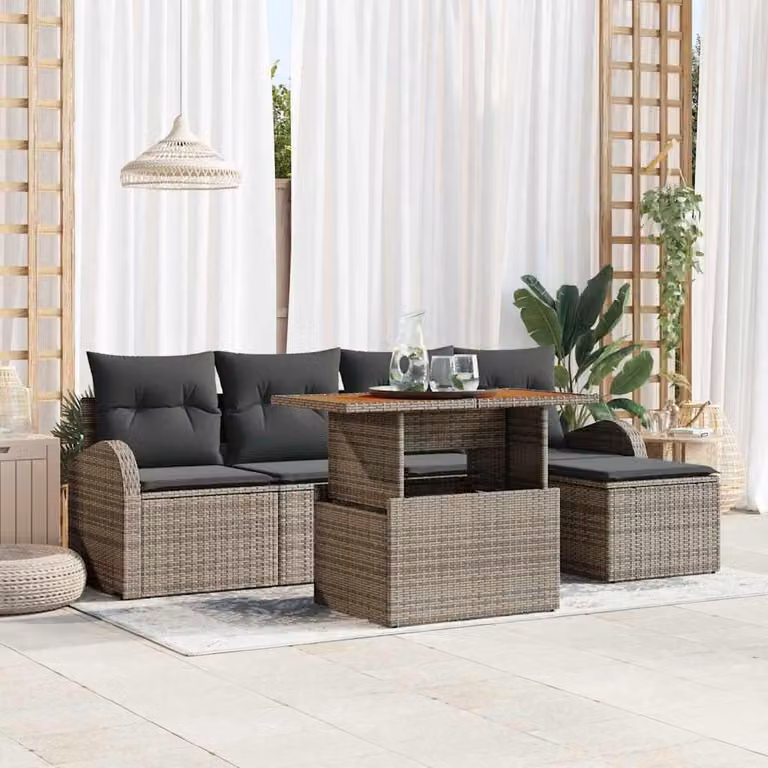 Maison Exclusive - Set da giardino composto da 6 pezzi, colore grigio