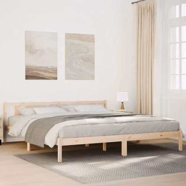Letto extra lungo vidaXL in legno di pino naturale stile rustico L/P/H: 220 x 200 x 69,5 cm – 1