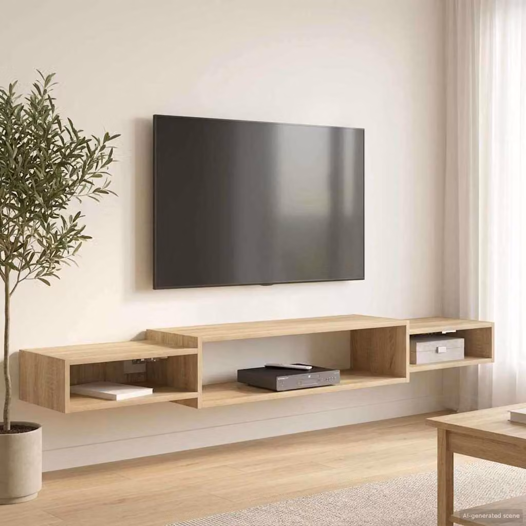 Mobile TV da parete vidaXL in Rovere Sonoma, L 180 x P 28 x H 21 cm