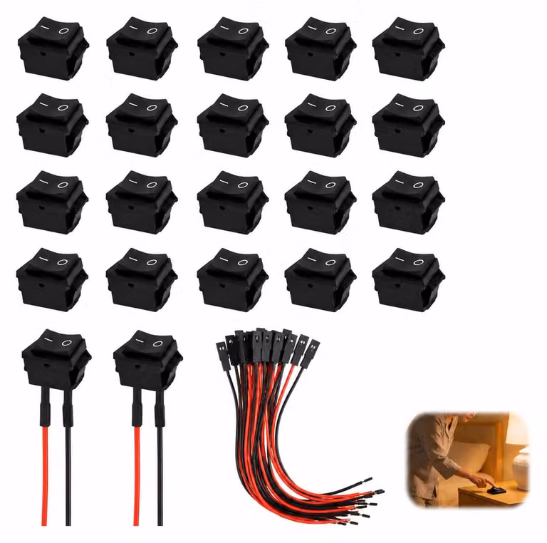 Mini interruttori a levetta, 20 pezzi, 2 poli, SPST, ON/OFF, con connessioni a saldare