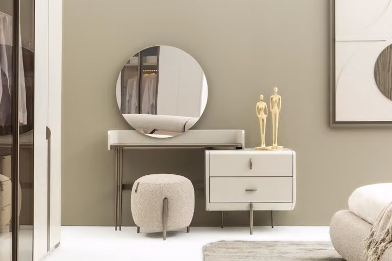 Beige Moderner Schminktisch Hochwertig Designer Frisiertisch Mit Schubladen