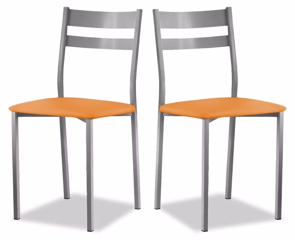2 sedie da cucina, in metallo, con rivestimento in ecopelle, altezza seduta 45 cm, colore blu