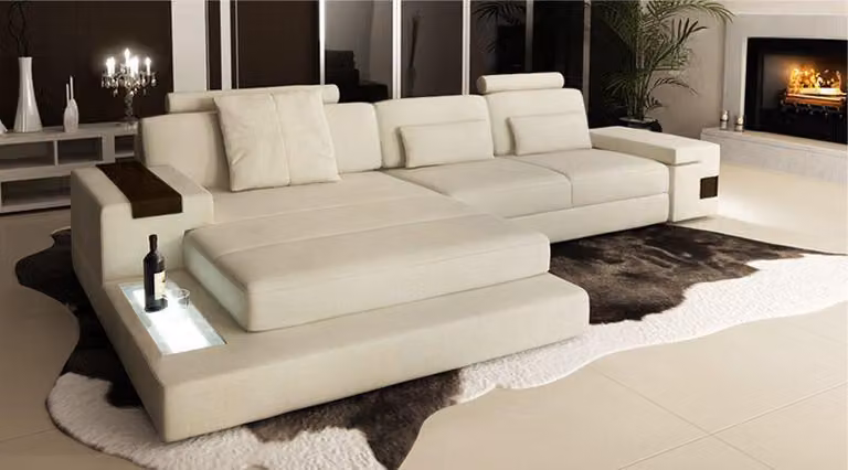 Design Couch Polster Textil Leder Eck Stoff Ecksofa L-Form Sofa Couch
