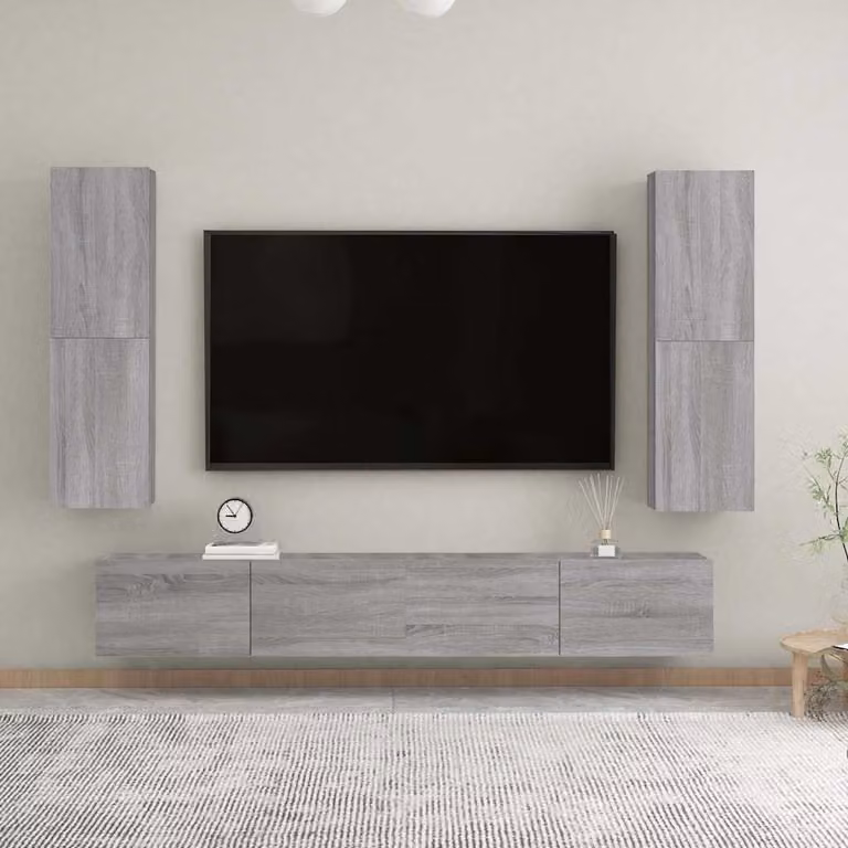 vidaXL Mobile Porta TV a Parete Grigio, L 30,5 cm x P 30 cm x H 110 cm