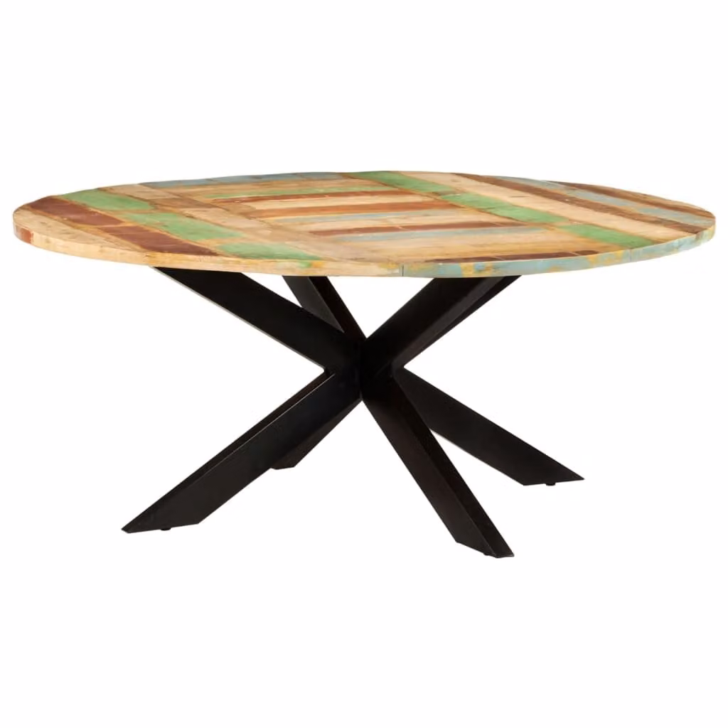 Tavolo da Pranzo Rotondo 175x75cm in Legno Massello di Recupero