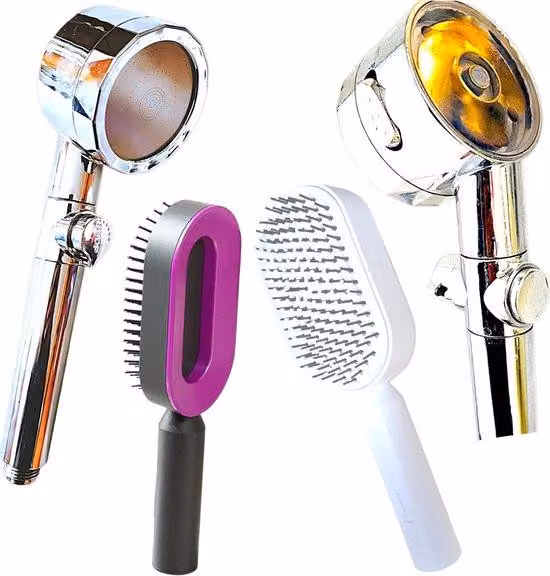 Doccia con getto regolabile, 96 microgetti, soffione manuale, testa fissa, sistema start-stop, 3 modalità di rilassamento, turbina dorata a risparmio idrico
