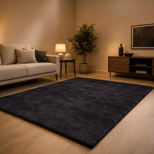 Tappeto Latipa Nero in 100% Poliestere, L/P: 230 x 160 cm, Altezza Pelo: 35 mm