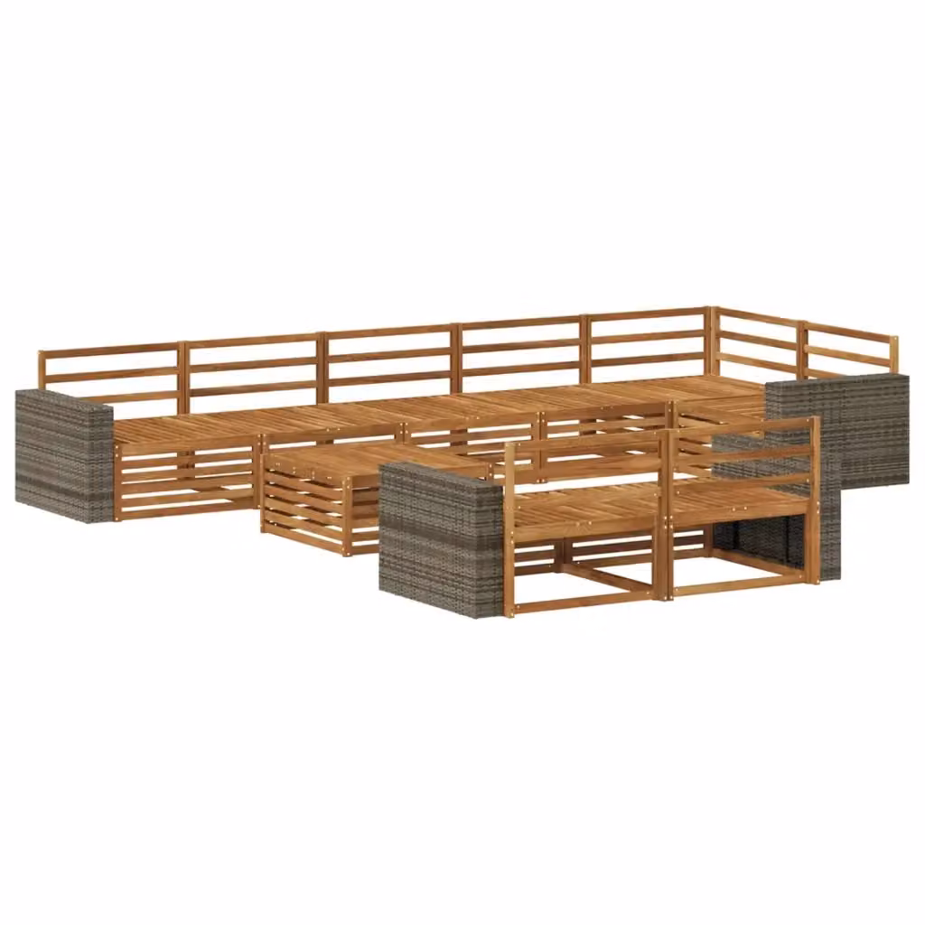 Set di divani da esterno a forma di U vidaXL in legno di acacia marrone con cuscini inclusi – 2