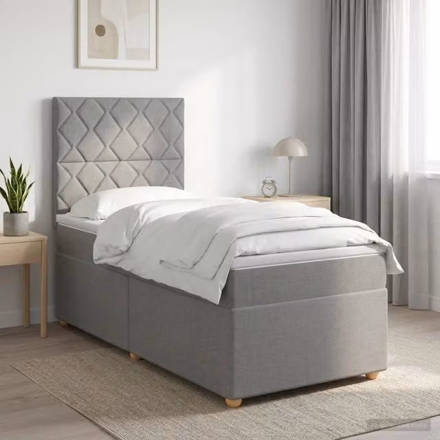 Letto box spring con materasso Grigio Chiaro 80 x 200 cm 3453760