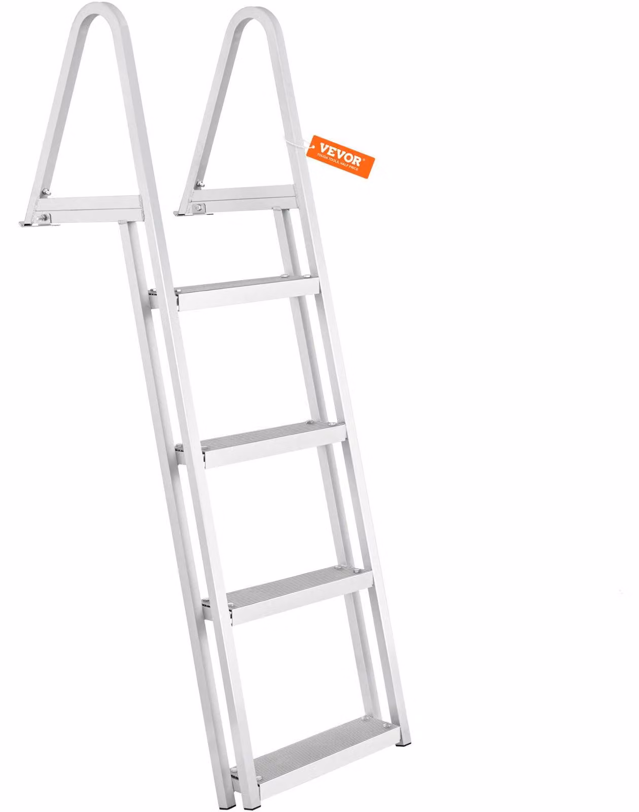 Scaletta da banchina VEVOR, 4 gradini rimovibili, portata 159 kg, scaletta per imbarcazioni in lega di alluminio con gradino largo 10 cm e tappetino in gomma antiscivolo, per l'imbarco su barche/ laghi/piscine/mare
