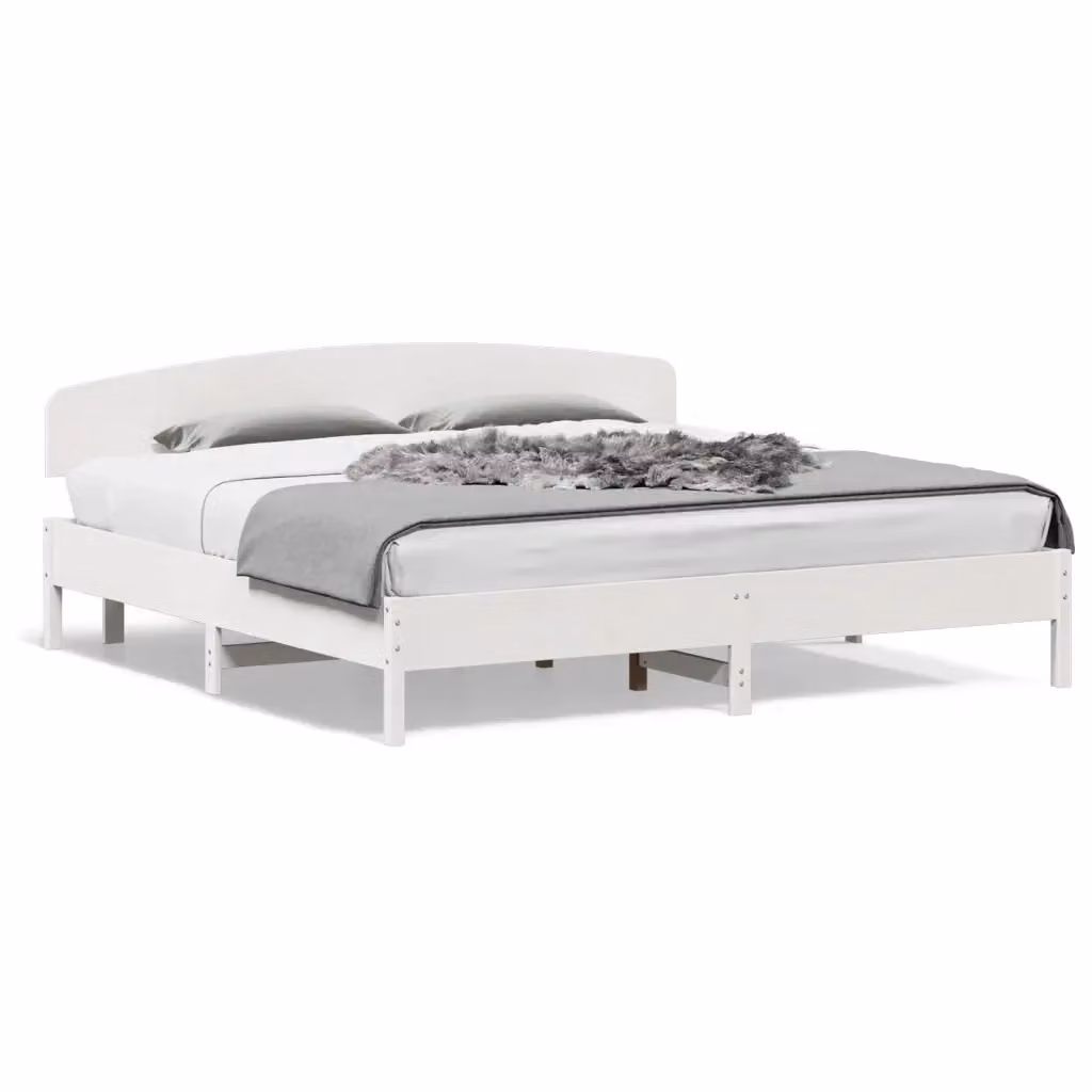 vidaXL Giroletto in legno massello di pino bianco con doghe fisse 200x200 cm – 2