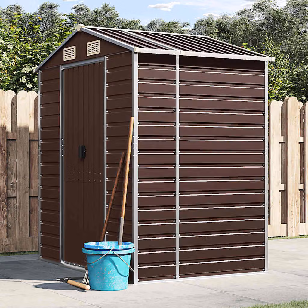 Capanno da giardino vidaXL in acciaio zincato marrone L: 191 cm, P: 130 cm, H: 198 cm