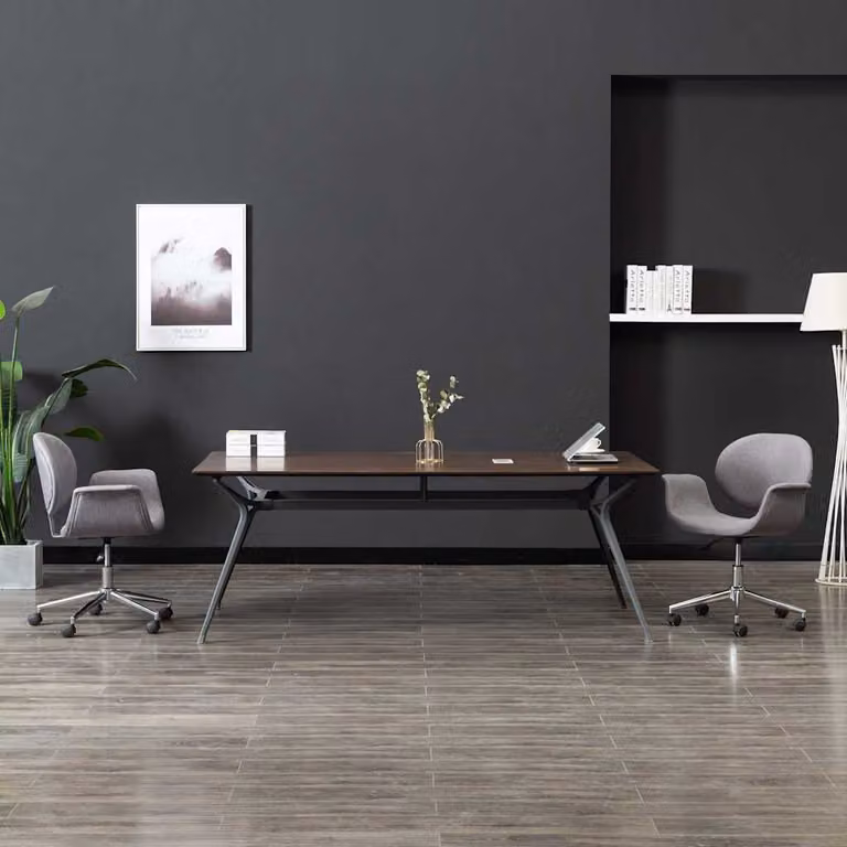 vidaXL Sedia da Ufficio Girevole Moderna in Tessuto Grigio con Braccioli e Ruote