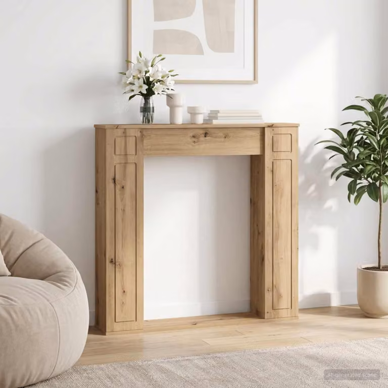 Cornice per camino artigianale vidaXL in legno color marrone L: 100 cm, P: 20 cm, H: 100 cm