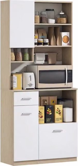 Armadio Dispensa con Cassetto e Ripiani ¨C Minimal ¨C Bianco 80x35x180 cm
