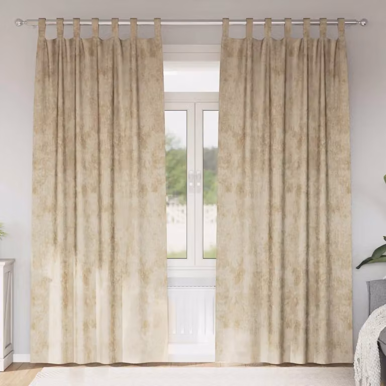 Set di 2 tende blackout in velluto vidaXL beige, termoisolanti, H 245 cm x L 140 cm