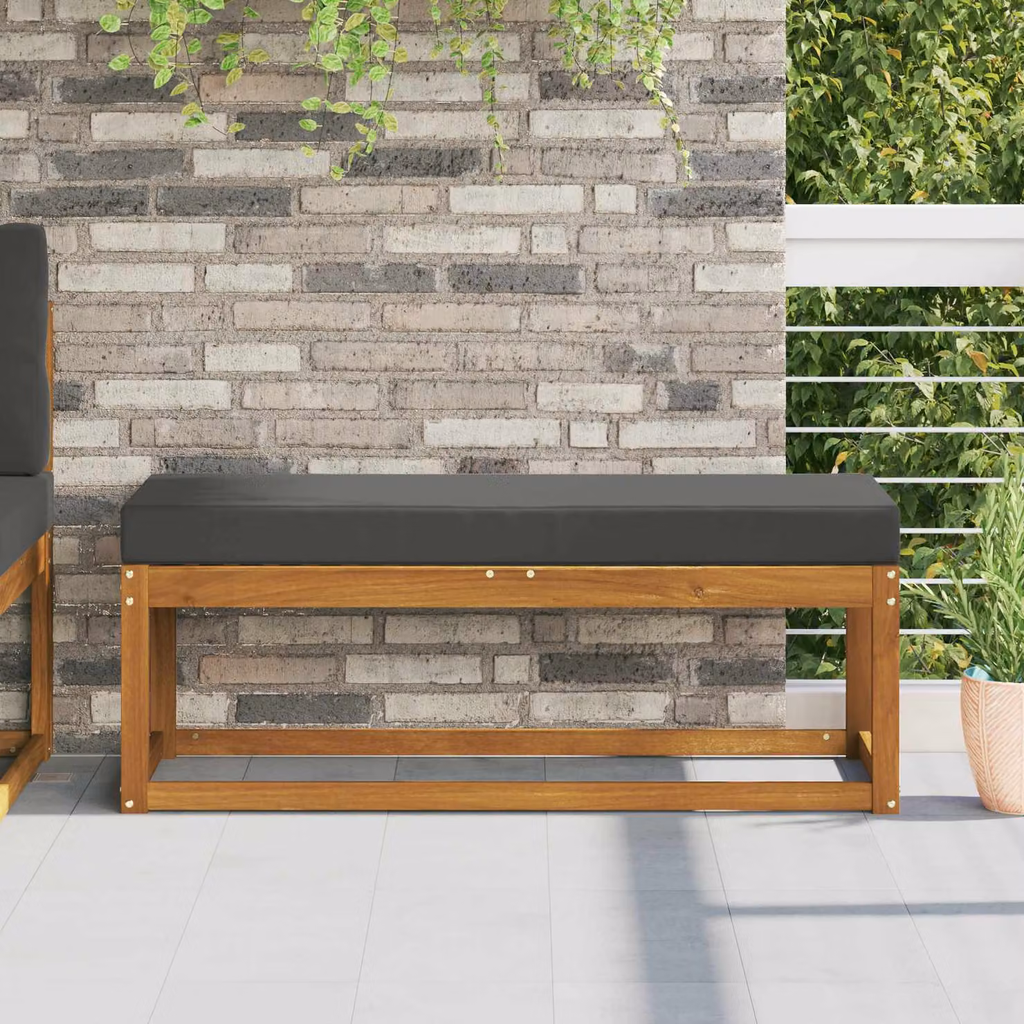 vidaXL Cuscino da Sedia Esterno in Poliestere con Rivestimento Rimovibile, Antracite, L: 115 cm x P: 40 cm x H: 8 cm