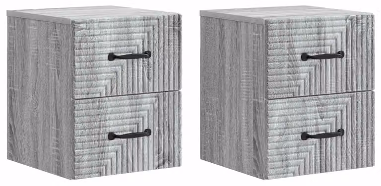 Mobiletto da notte a muro 2 pcs Grigio Sonoma 34,5 x 33 x 40 cm
