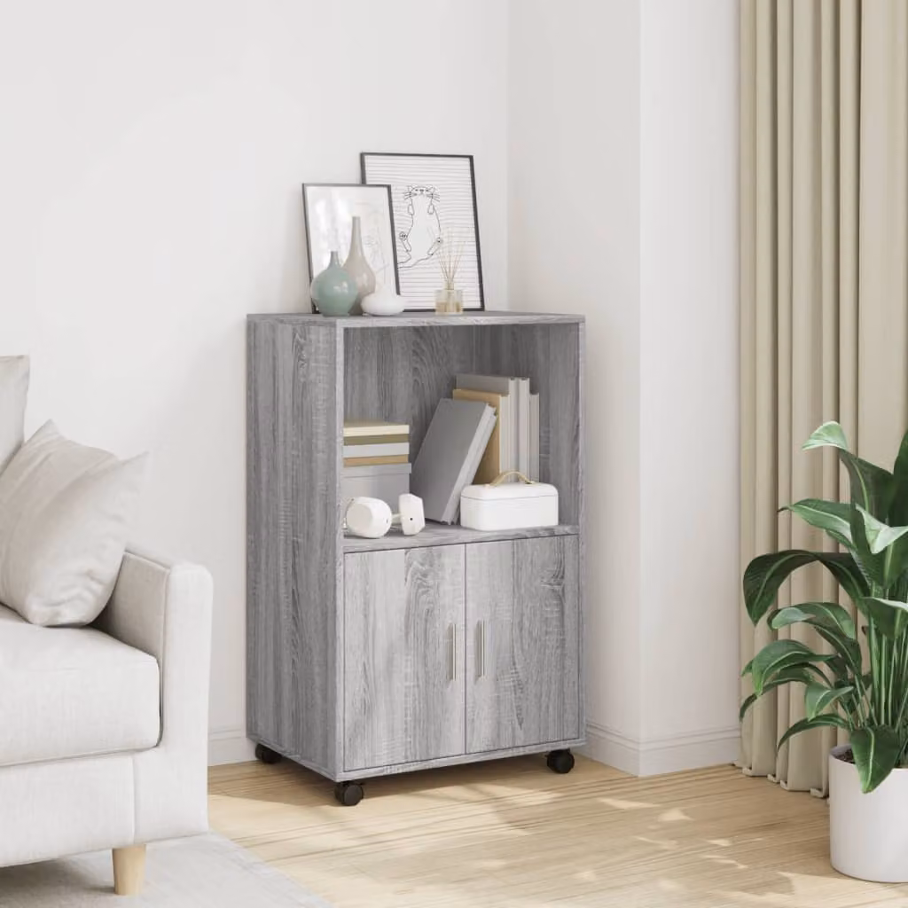 Mobiletto con ruote vidaXL Grigio Sonoma L: 55 cm, P: 40 cm, H: 91 cm
