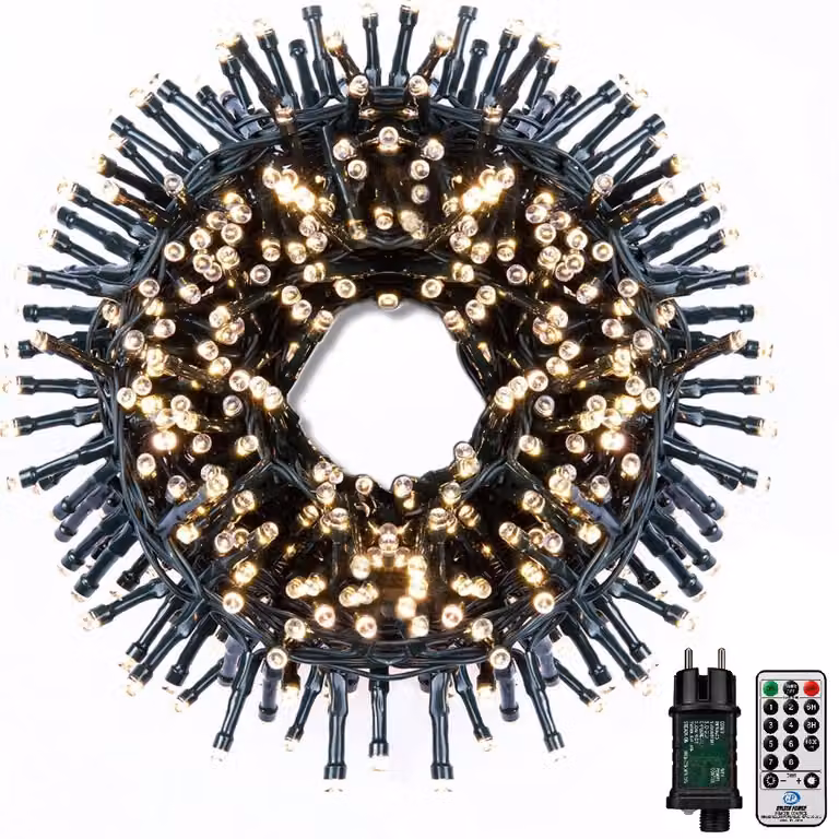 Catena luminosa a LED, luce bianco caldo, 1000 LED, 20 metri, grado di protezione IP44, dimmerabile