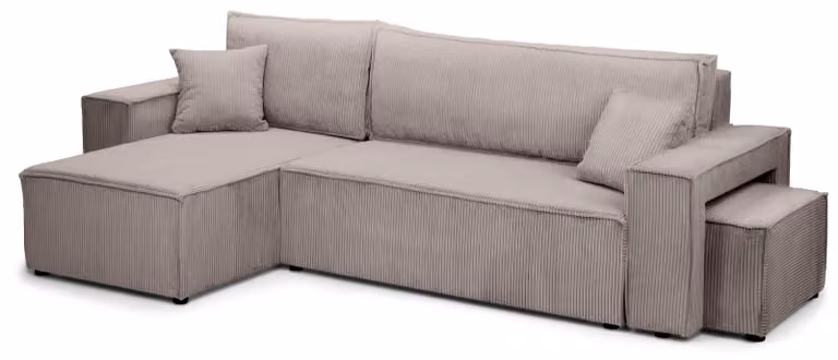 Divano a tre posti con funzione letto, modello Klara, colore champagne