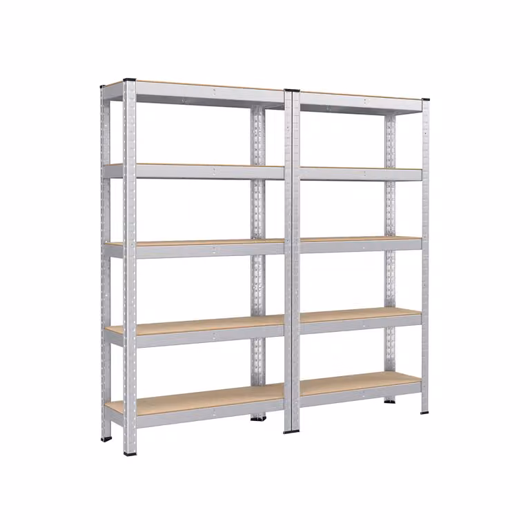 Scaffalatura con Ripiani Regolabili per Soggiorno, Cucina, Argento / 30P x 75L x 150A cm / 2