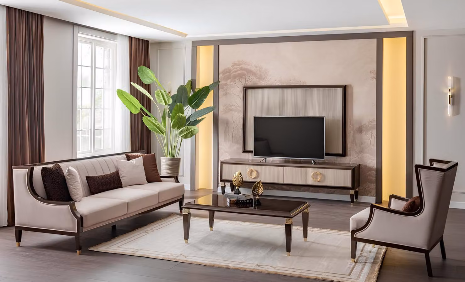 3+1 Sitzer, Couchtisch & TV-Board – komplettes Wohnzimmer Set
