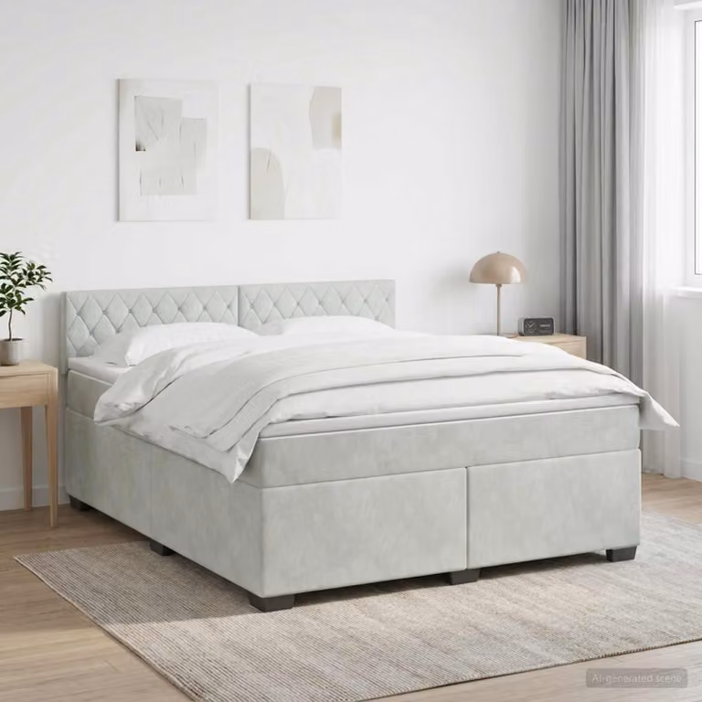 Maison Exclusive - Letto boxspring con materasso Grigio chiaro 160 x 200 cm Velluto