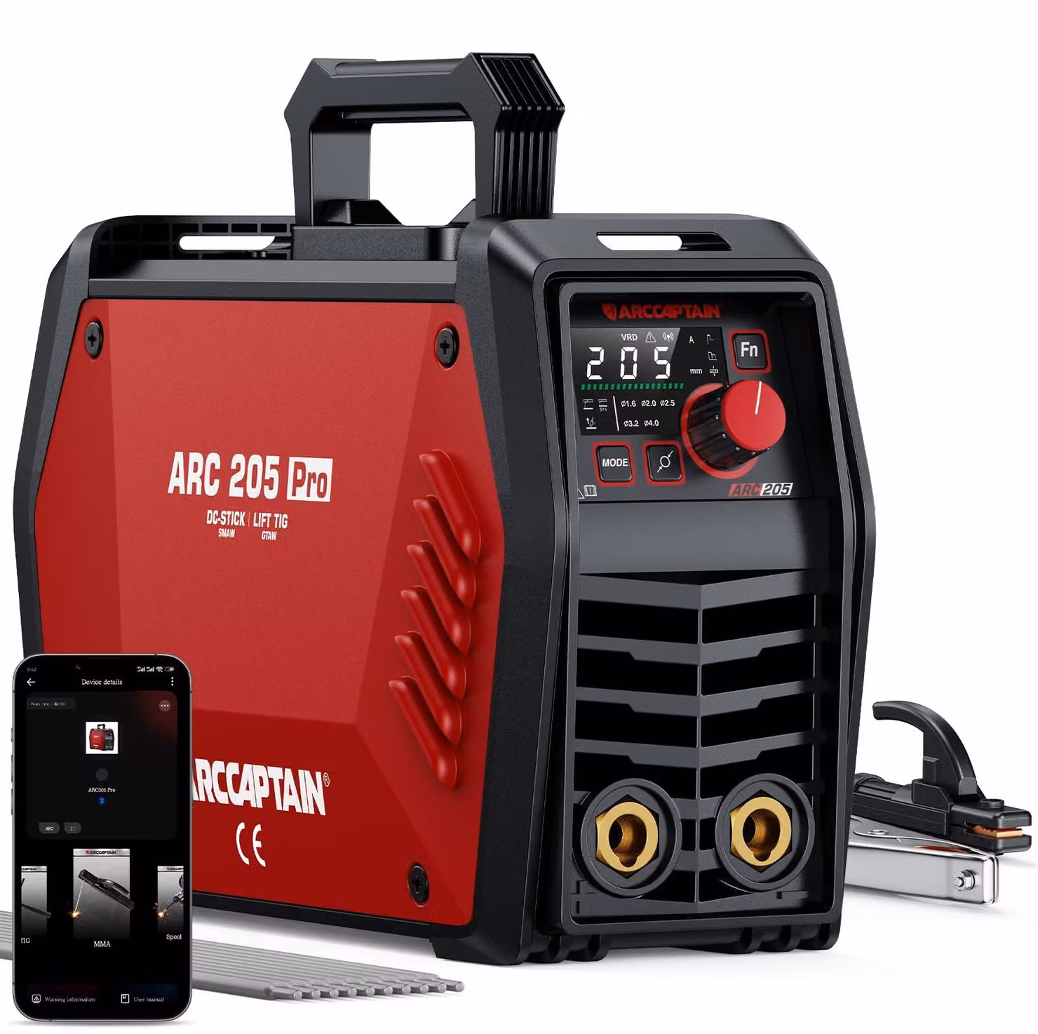Saldatrice MMA 205A - 230V - 4 kg - Controllo tramite app e saldatura TIG con sollevamento