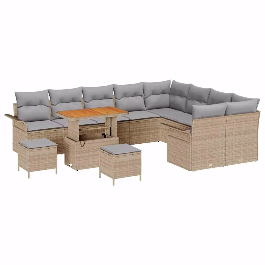 Set da giardino moderno vidaXL composto da 12 pezzi in rattan e metallo con cuscini beige – 2