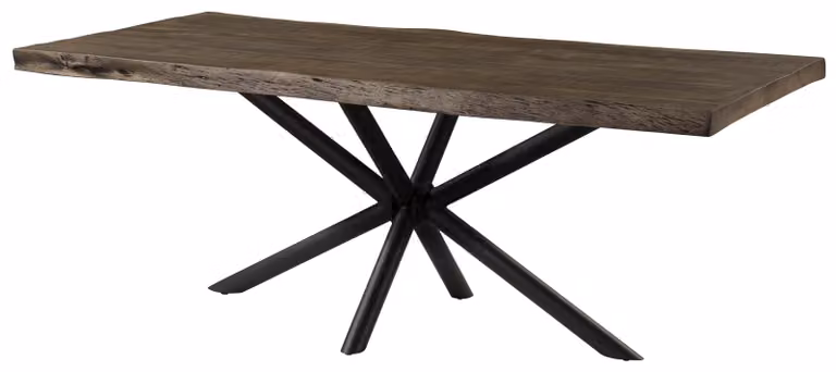 MASSIVMOEBEL24 | Tavolo da pranzo in legno di mango 220x100x76 laccato grigio / gambe incrociate antracite matt FREEFORM 5