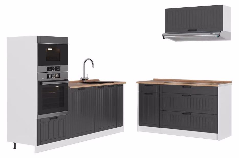 Cucina Vicco Fame-Line Grigio scuro/Bianco 340 cm, PL Rovere, Model 63926