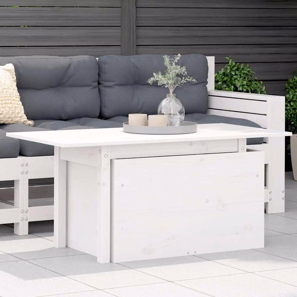 vidaXL Tavolo da Giardino Rettangolare in Legno di Pino Bianco con Altezza Regolabile L: 100 cm, P: 50 cm, H: 75 cm